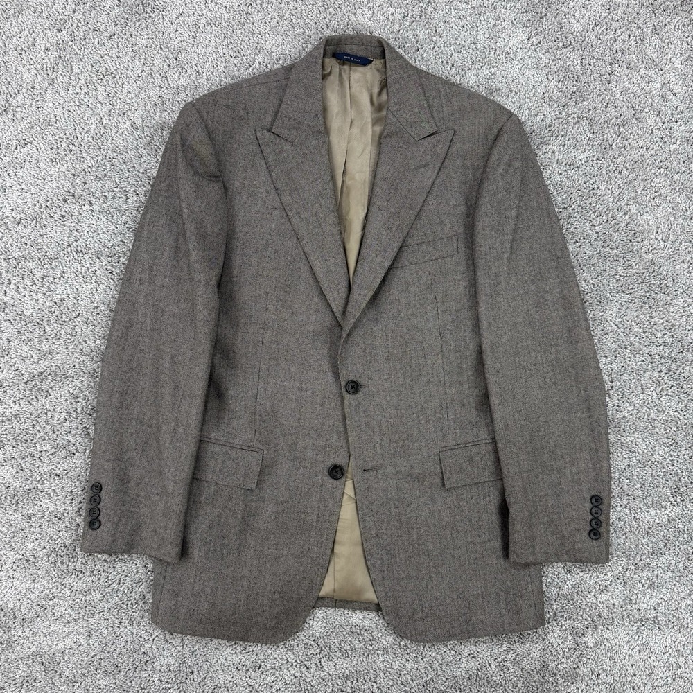 Brooks Brothers 1818 Regent Blazer Men's 40R Beige Reda 100% Wool Peak Lapel